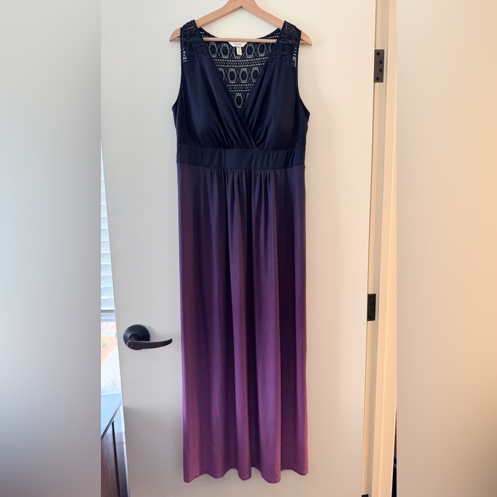 Soma Ombre Maxi Dress Navy Purple Lace